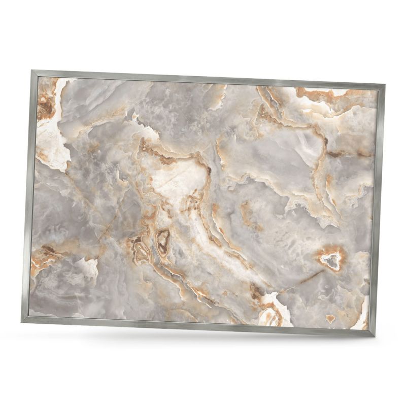 Dekoracyjna tablica magnetyczna ArtPrintCave 70x50 Marmurowa elegancja w srebrnej ramie 1szt