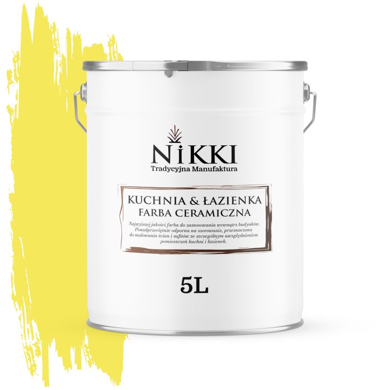 Farba Ceramiczna do Kuchni i Łazienki Zmywalna NIKKI Cytrynowy H7276 Głęboki Mat 5L