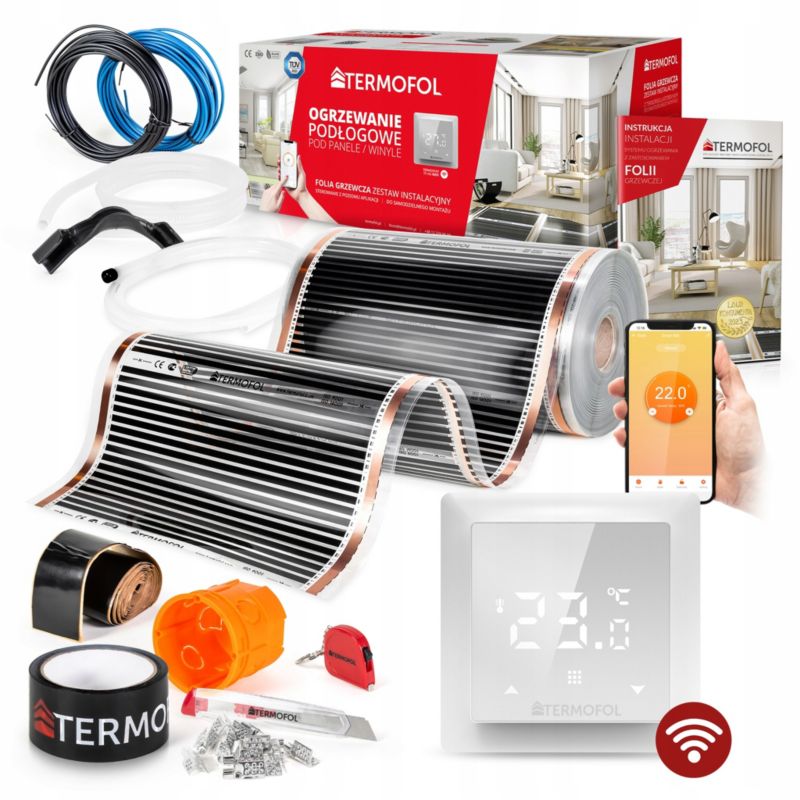 ZESTAW Folia Grzewcza TERMOFOL na podczerwień moc 60W 50cm pow. 26m² + WiFi 1kpl