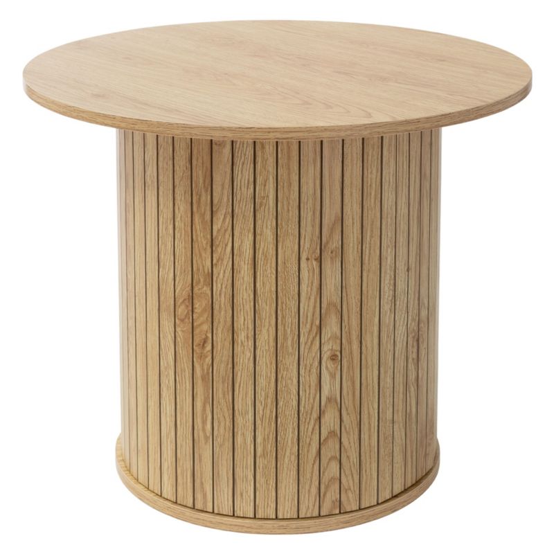 Stolik kawowy ML-Design okrągły brązowy wygląd drewna 60 x 50 cm z wystającym blatem nowoczesny stolik pomocniczy do salonu 1 szt