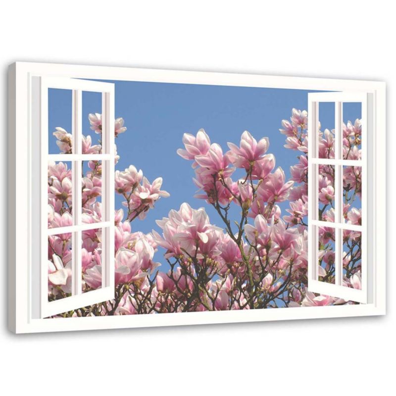 Obraz na płótnie Feeby Kwitnąca magnolia za oknem 30x20cm 1szt