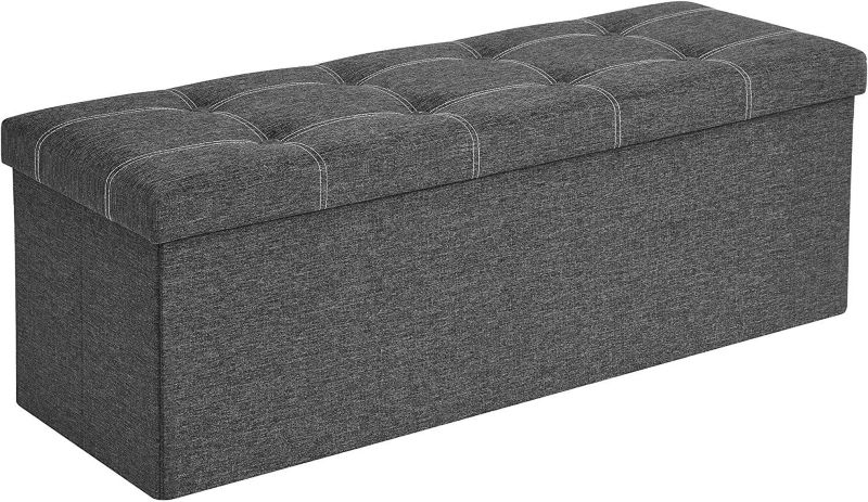 Pufa pikowana Songmics prostokątna szary 110x38 cm 1 szt.