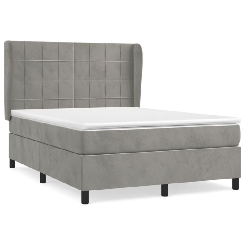 Łóżko kontynentalne WaszeMeble 140x190 cm jasnoszare WM-3129207 1 szt.