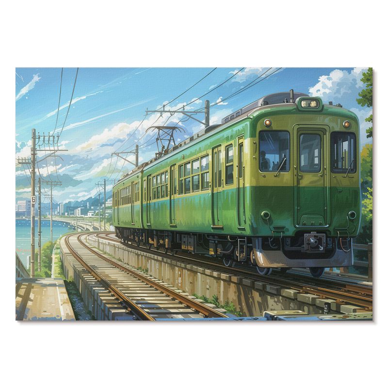 Plakat na Płótnie Tulup 59,4x42 cm (A2) Zielony pociąg Do salonu, biura, 1 szt.