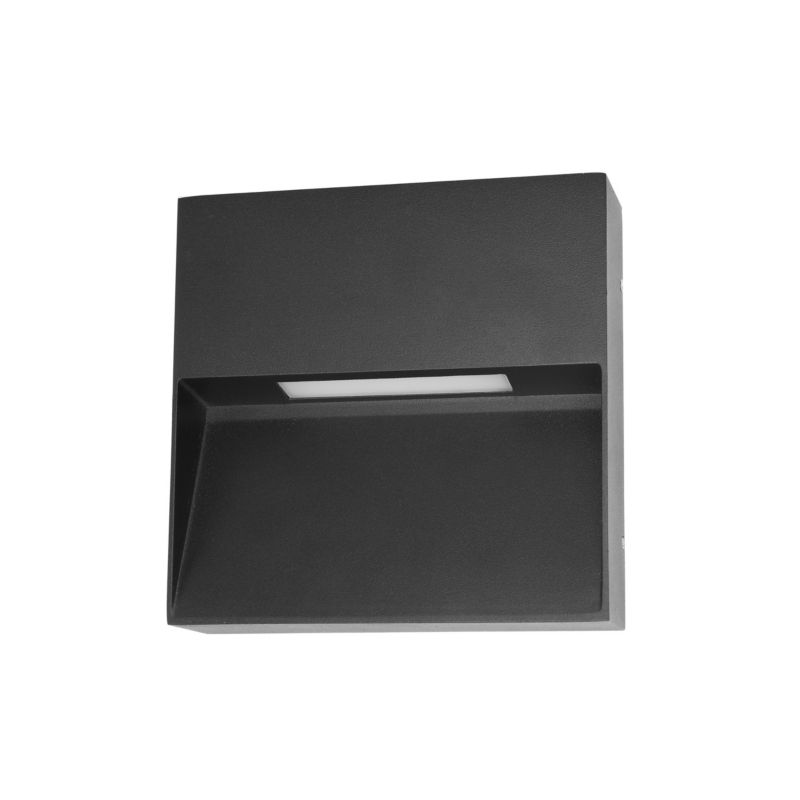 Kinkiet zewnętrzny kwadratowy Italux Fenis 4K czarny piaskowany LED 3W biały neutralny 4000K 54lm IP54 wym:15x15x3,5cm - 1 szt.
