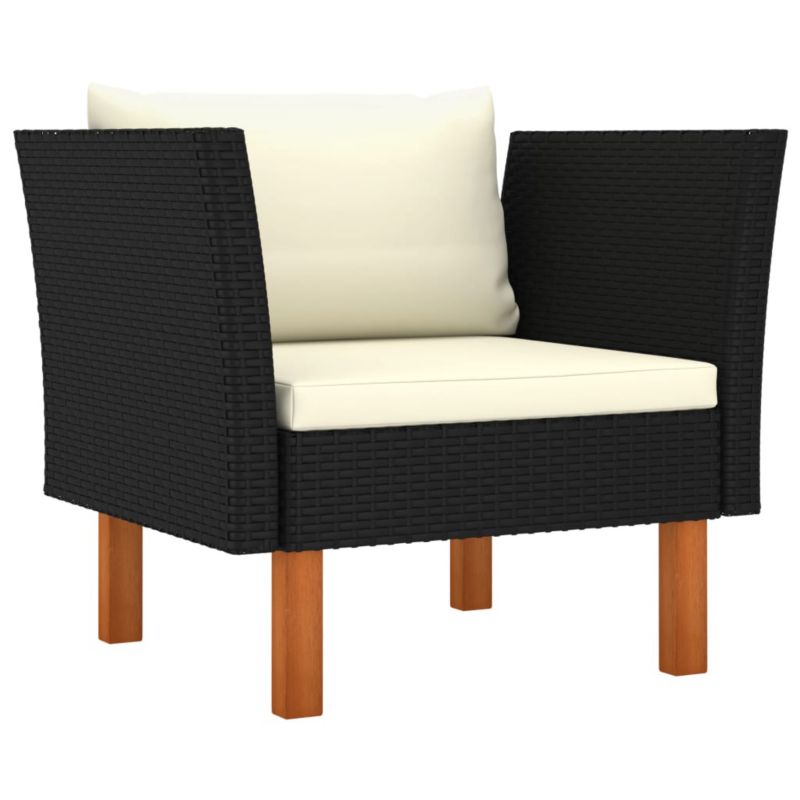 Sofa ogrodowa WaszeMeble z technorattanu czarna z poduszkami WM-315764 1 szt.