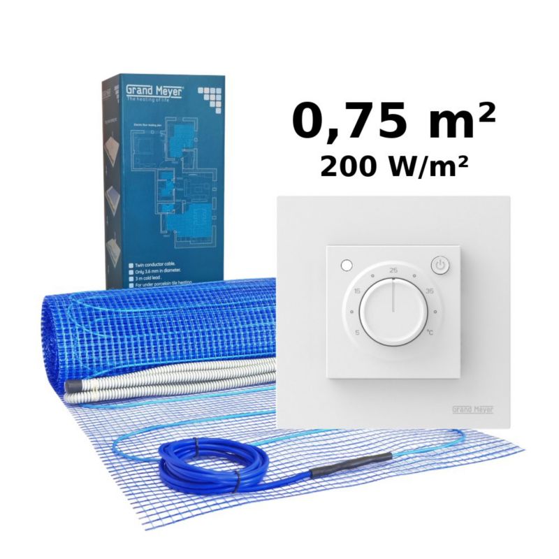 Zestaw do ogrzewania podłogowego 0,75 m², 200 W/m² + termostat MST-9, 1 szt.