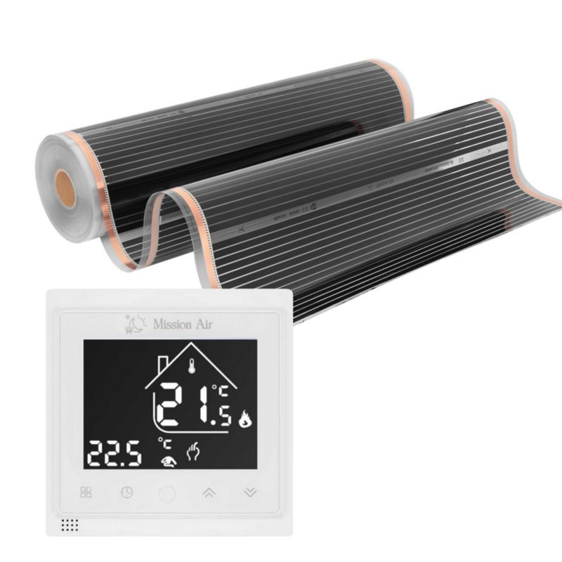 Zestaw folii grzewczej na podczerwień Mission Air Silver 160W 7m²,szer.100cm +Libra Biały 1szt