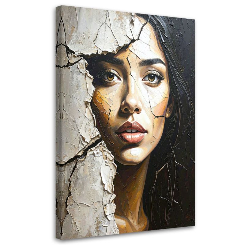 Obraz do salonu sypialni kuchni biura loftu Feeby Twarz kobiety beton 60x90cm 1szt
