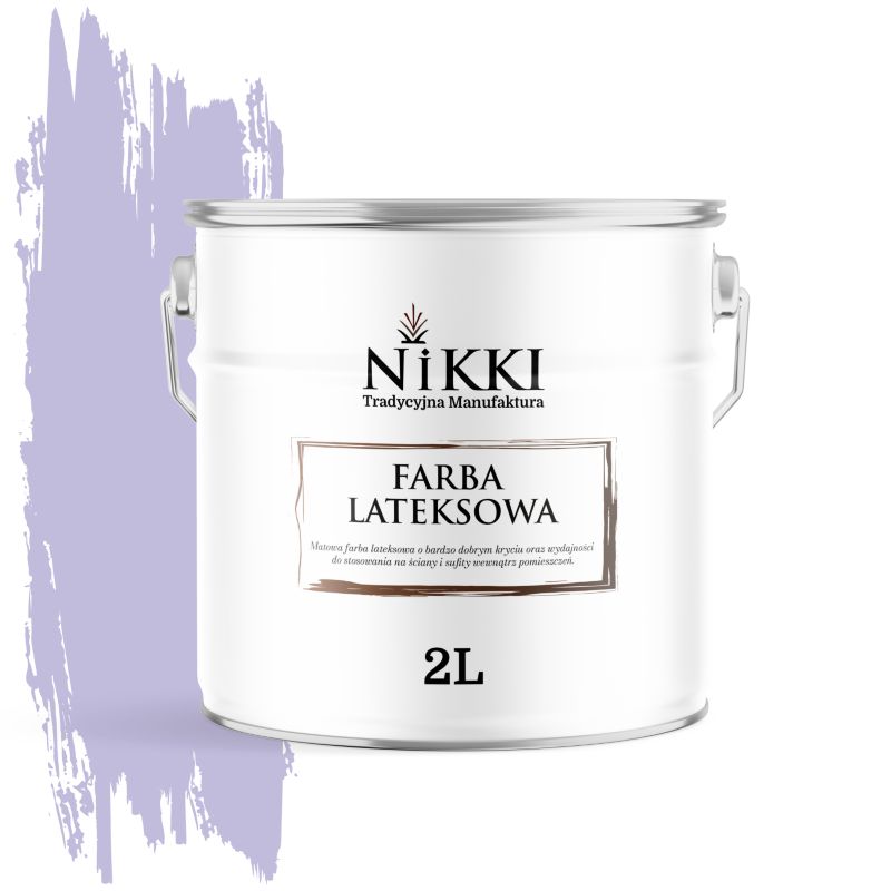 Farba Lateksowa Wewnętrzna Ściany i Sufity NIKKI Fioletowy jasny H2651 Głęboki Mat 2L