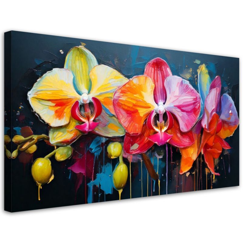 Obraz na płótnie Feeby Kolorowe Storczyki Kwiaty 80x40cm 1szt