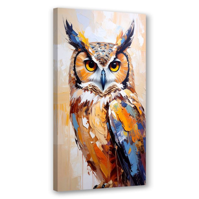 Obraz na płótnie do salonu biura Feeby Sowa Ptak Natura imitacja farby 50x100cm 1szt