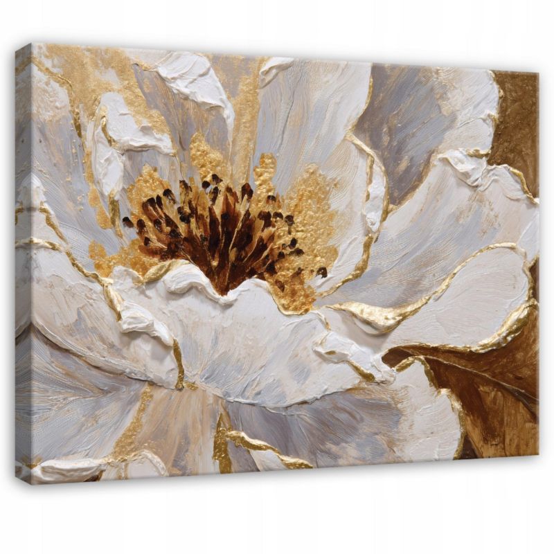 Obraz WALLARENA Do Sypialni Salonu Na Płótnie Kwiaty Abstrakcja Glamour Brązowy 100x70 cm PP16157O1 1 szt.
