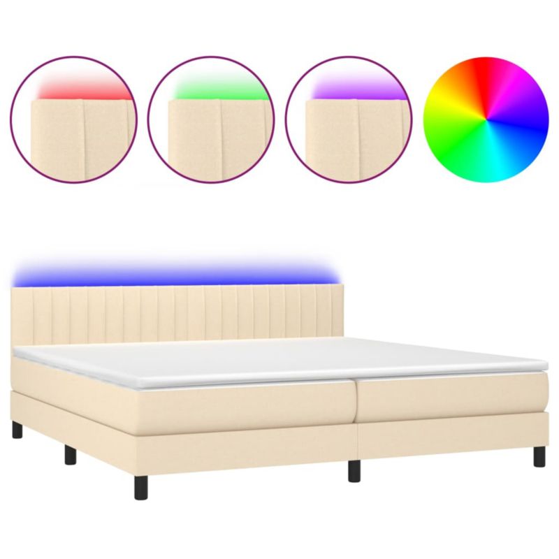 Łóżko z materacem WaszeMeble 200x220 cm Kremowy tkanina z LED WM-3133346 1 szt.