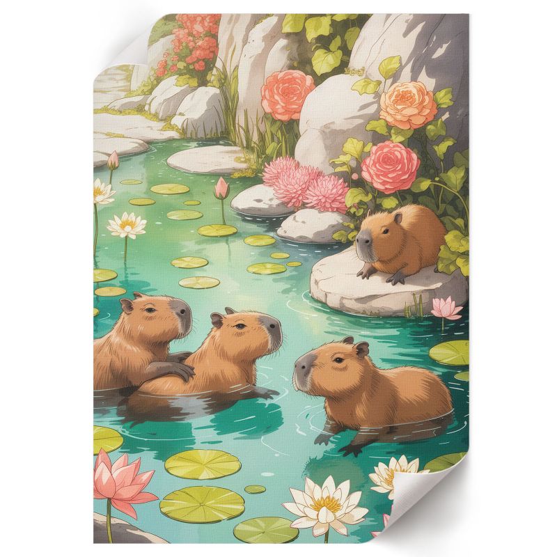 Grafika Na Ścianę ArtPrintCave 29,7x42 cm Kapibary w stawie Mila "Layer" Paradise 1 szt.