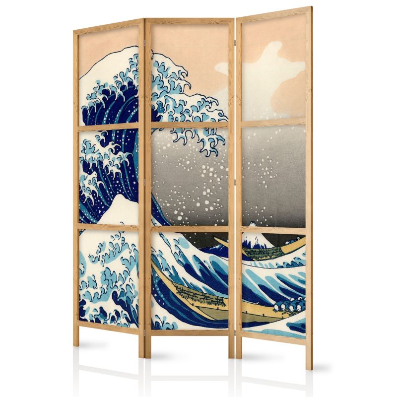 Parawan Muralo Japoński Wielka Fala Łódki Ocean 135x172 cm 1 szt.
