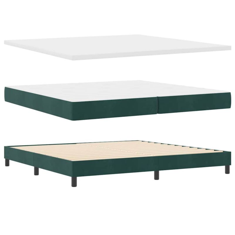 Łóżko z materacem WaszeMeble 200x200 cm Ciemnozielony aksamit WM-3340409 1 szt.