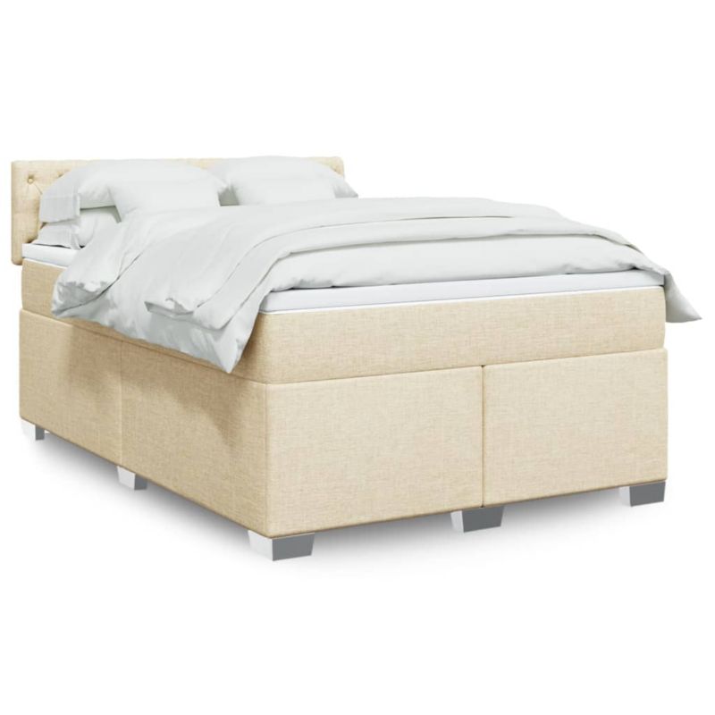 Łóżko z materacem WaszeMeble 140x200 cm Kremowy tkanina z LED WM-3288223 1 szt.