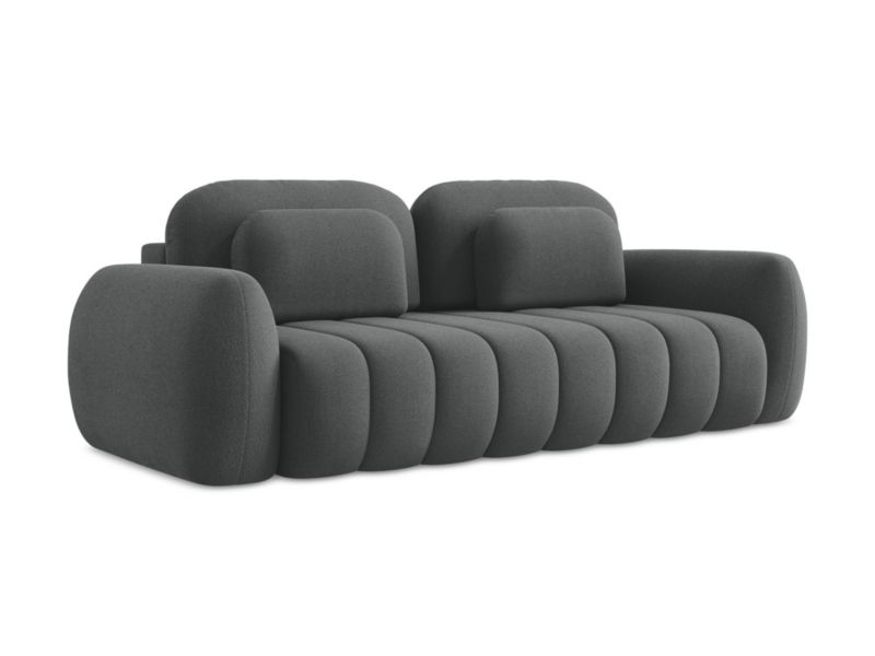 Kanapa 3-osobowa z funkcją spania LaMiaSofa GINOSA z tkaniny bouclé 266x121 cm ciemny szary 1 szt.