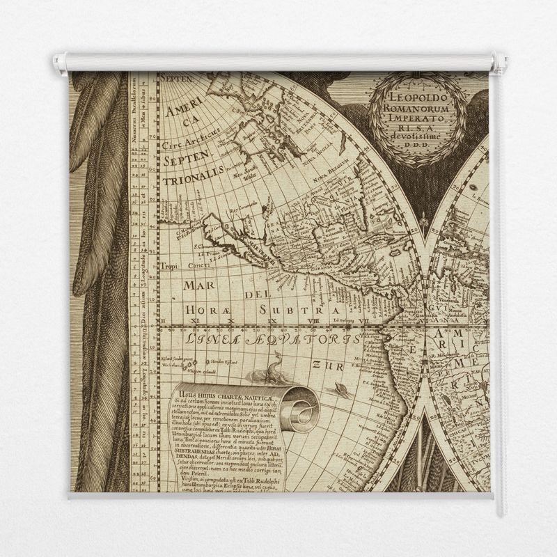 Osłona Okienna Tulup 150x140 cm Stara Mapa Świata Montaż do ściany/sufitu 1 szt.