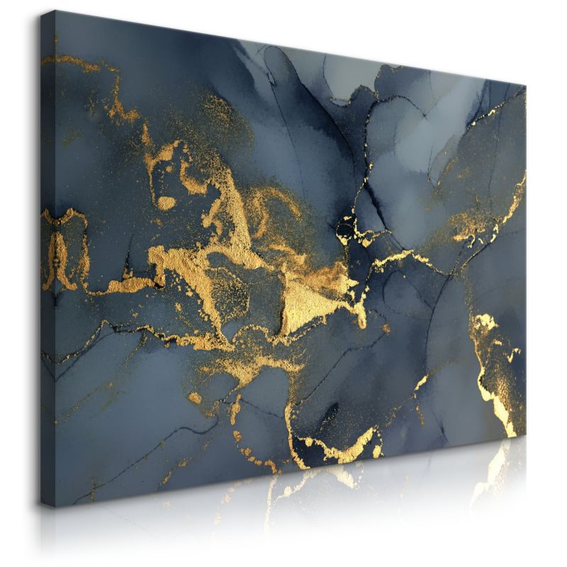 Obraz Muralo Do Salonu Czarno-Złota Abstrakcja Imitacja Marmuru Glamour 70x50 cm 1 szt.