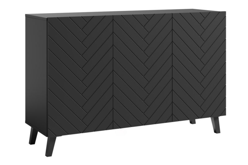 Komoda RTV MINIO go for it LOKET S 120cm, czarny/czarny MDF wzór M3, 1 szt.