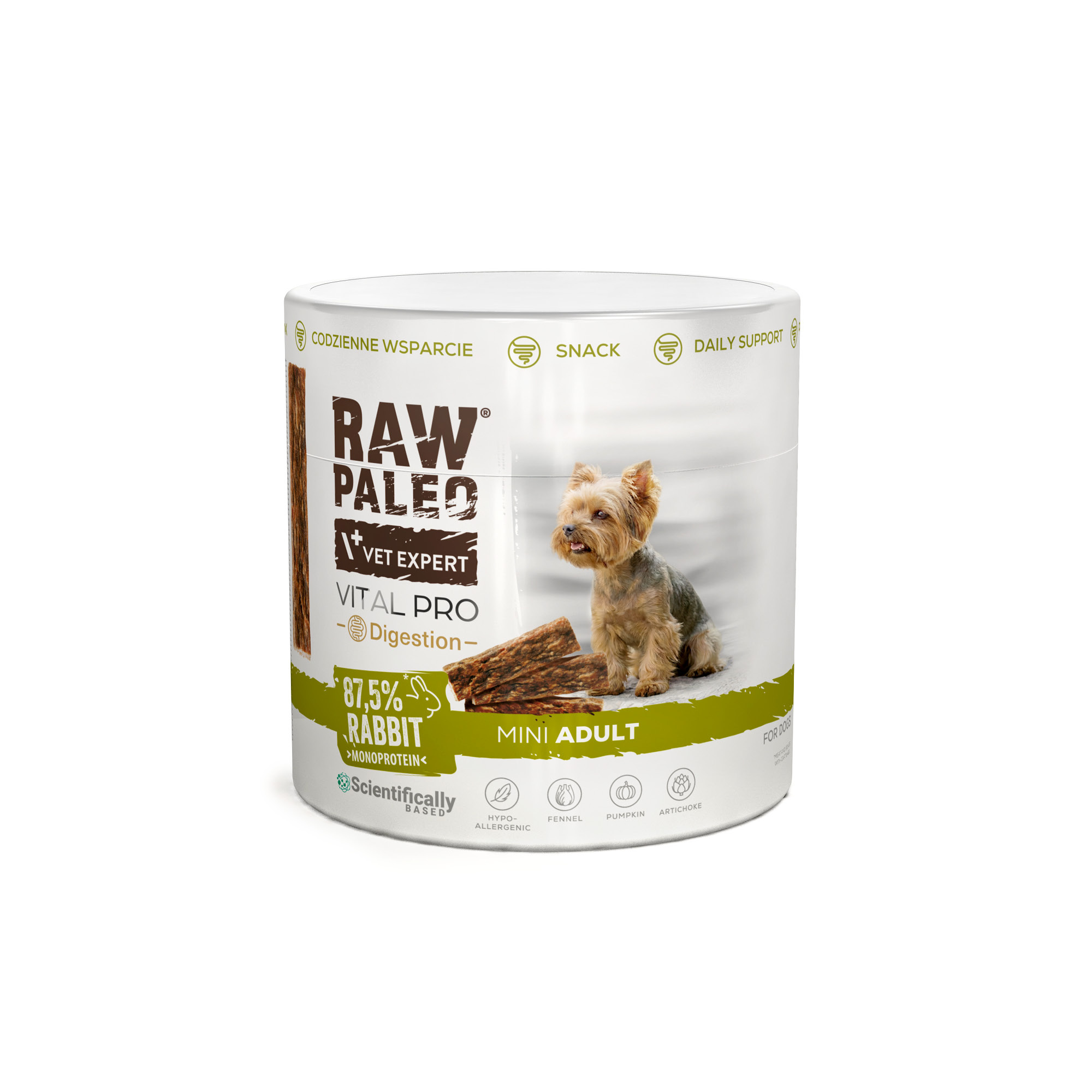 RAW PALEO Vital Pro Digestion Rabbit Mini 100g - hipoalergiczny monoproteinowy przysmak funkcjonalny - baton dla psa