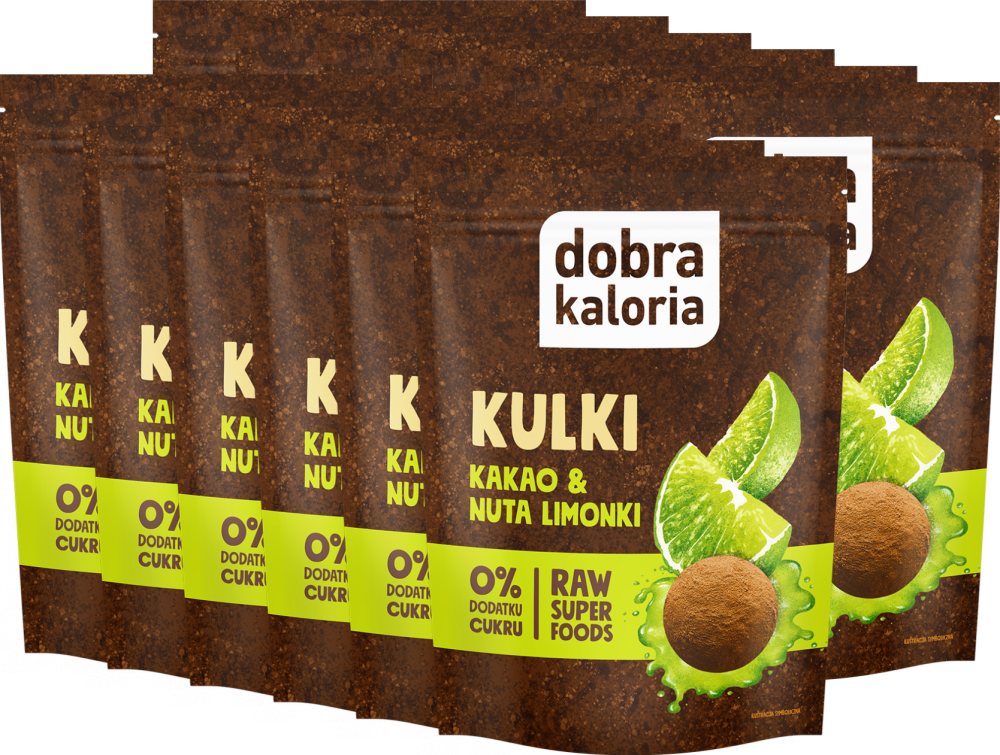 12x Kulki kakaowe dobra kaloria, kakao i nuta limonki, 65g