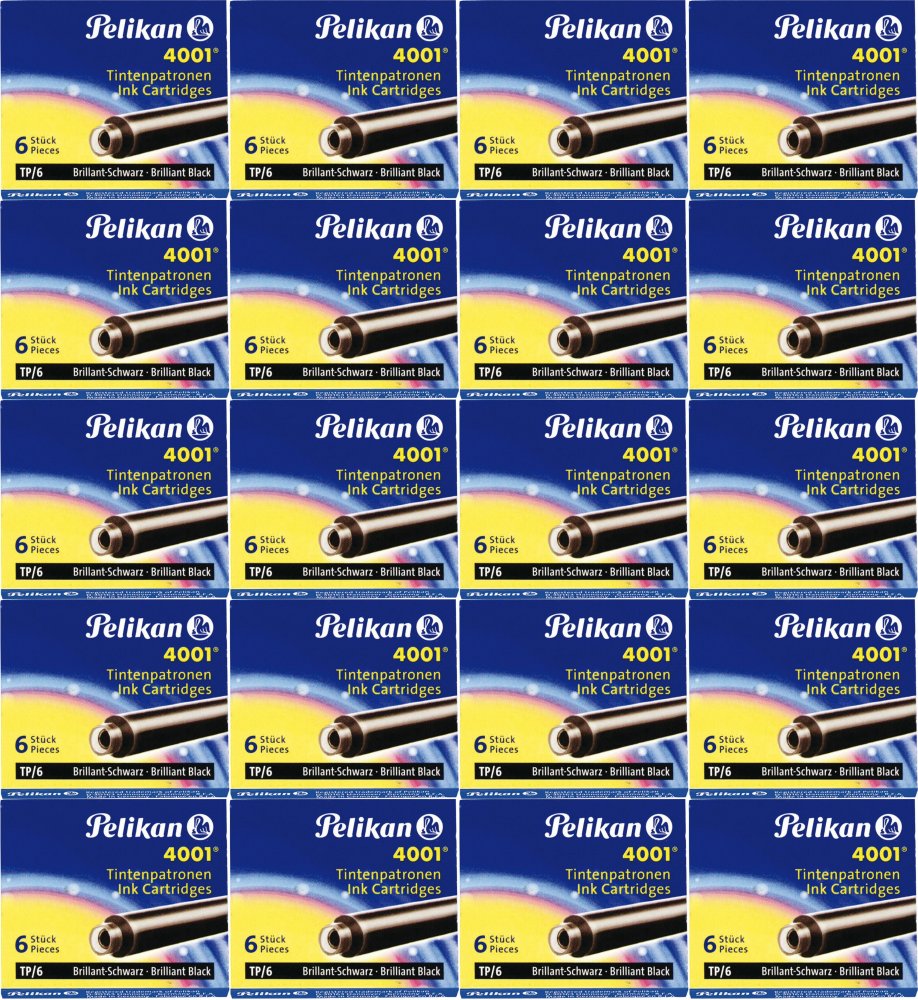 20x Naboje do pióra wiecznego Pelikan, krótkie, 6 sztuk, czarny