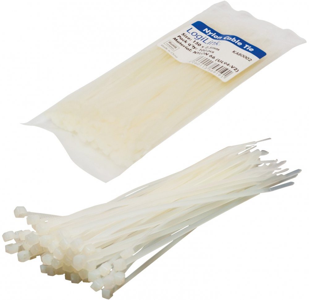 Opaski zaciskowe LogiLink, 150x2.5mm, 100 sztuk, biały