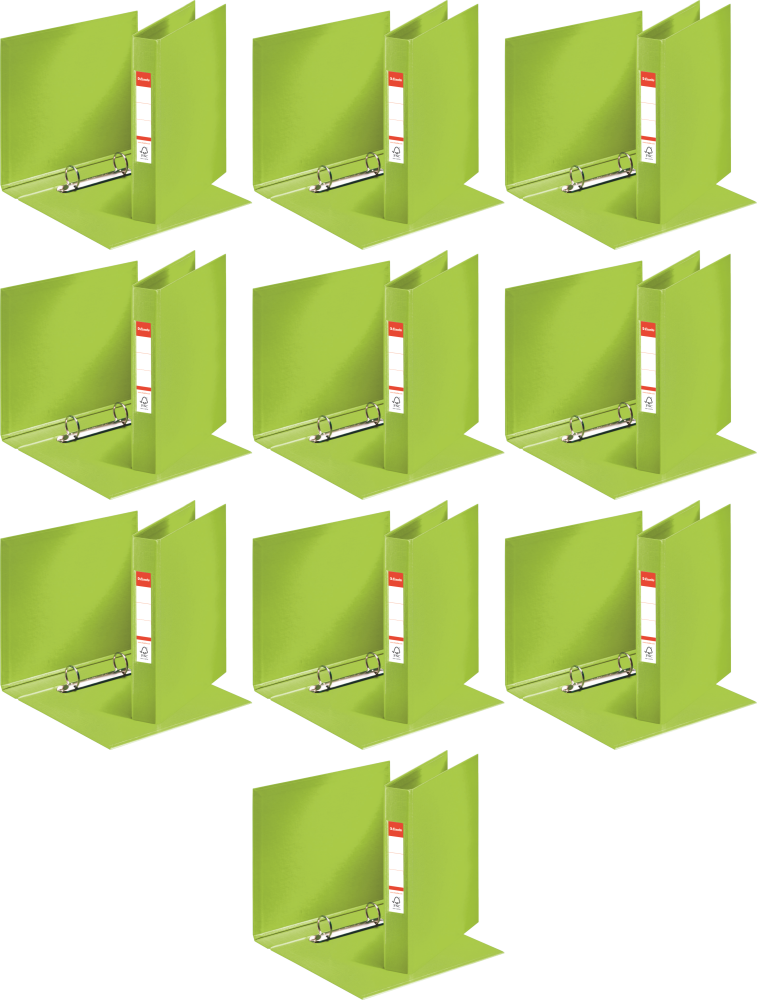 10x Segregator Esselte Vivida, A5, 42mm, do 190 kartek, 2 ringi, 30% PP z recyklingu, zielony