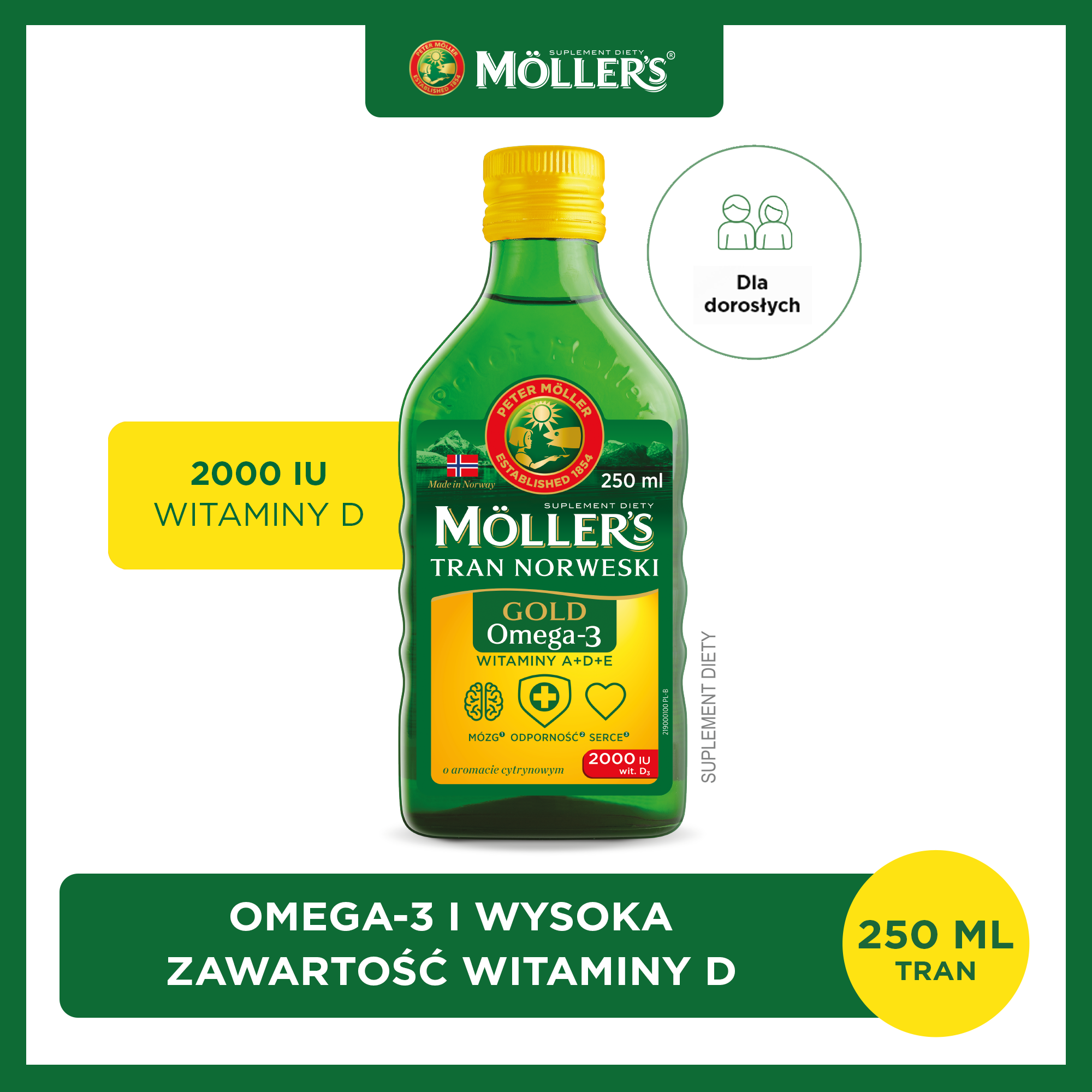 Mollers gold tran norweski, aromat cytrynowy, 250 ml