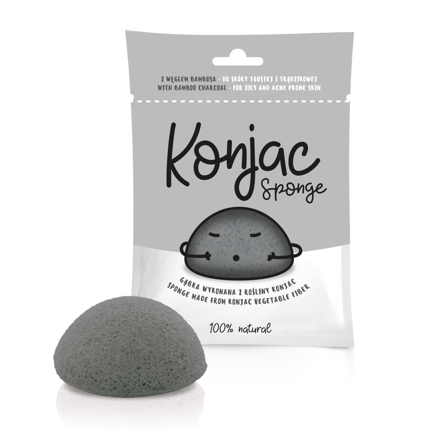 Diet-food - gąbka do twarzy konjac czarna, 1 sztuka