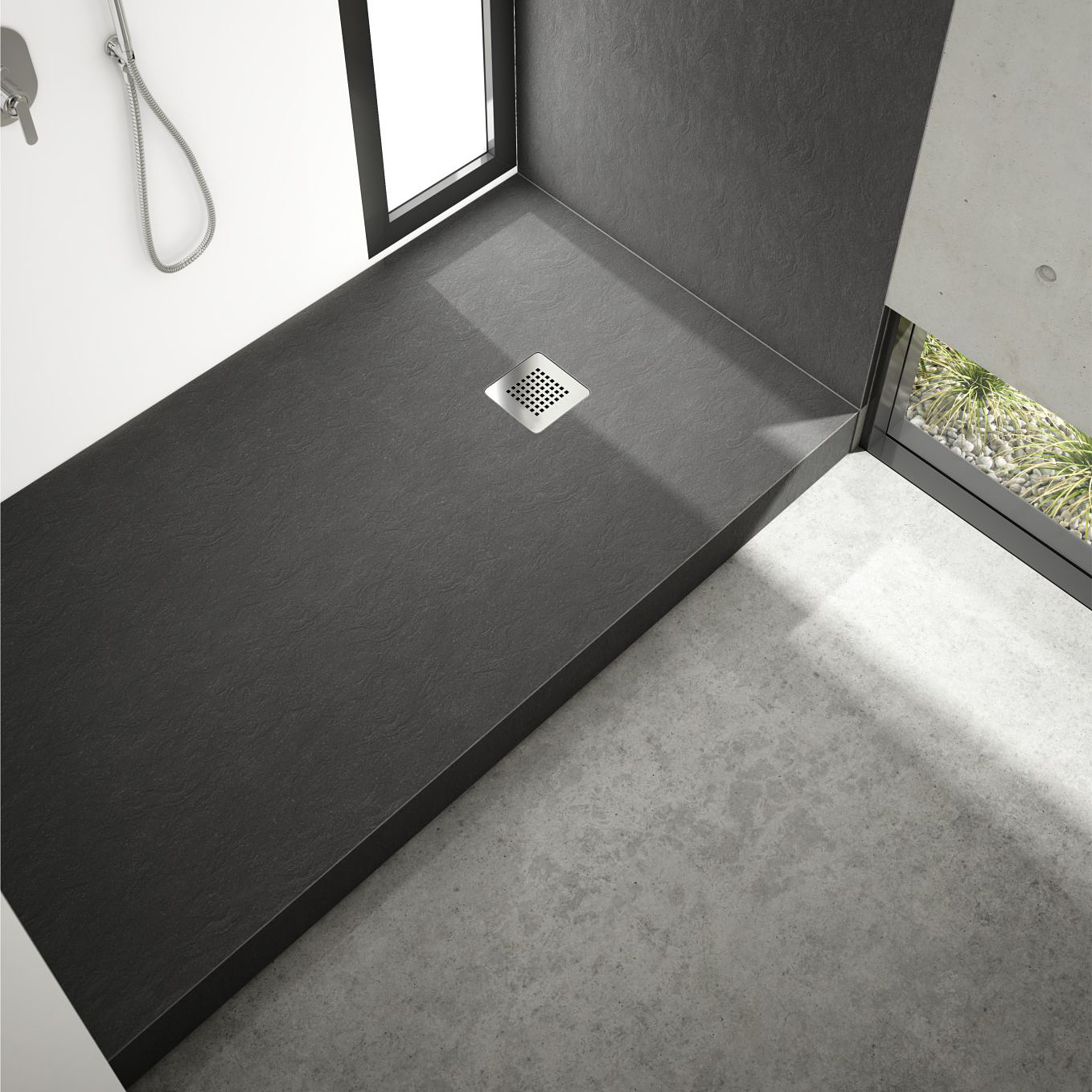 Schedpol New Horizons Black Stone brodzik 100x80 cm prostokątny czarny 3.3306/C/ST-M2