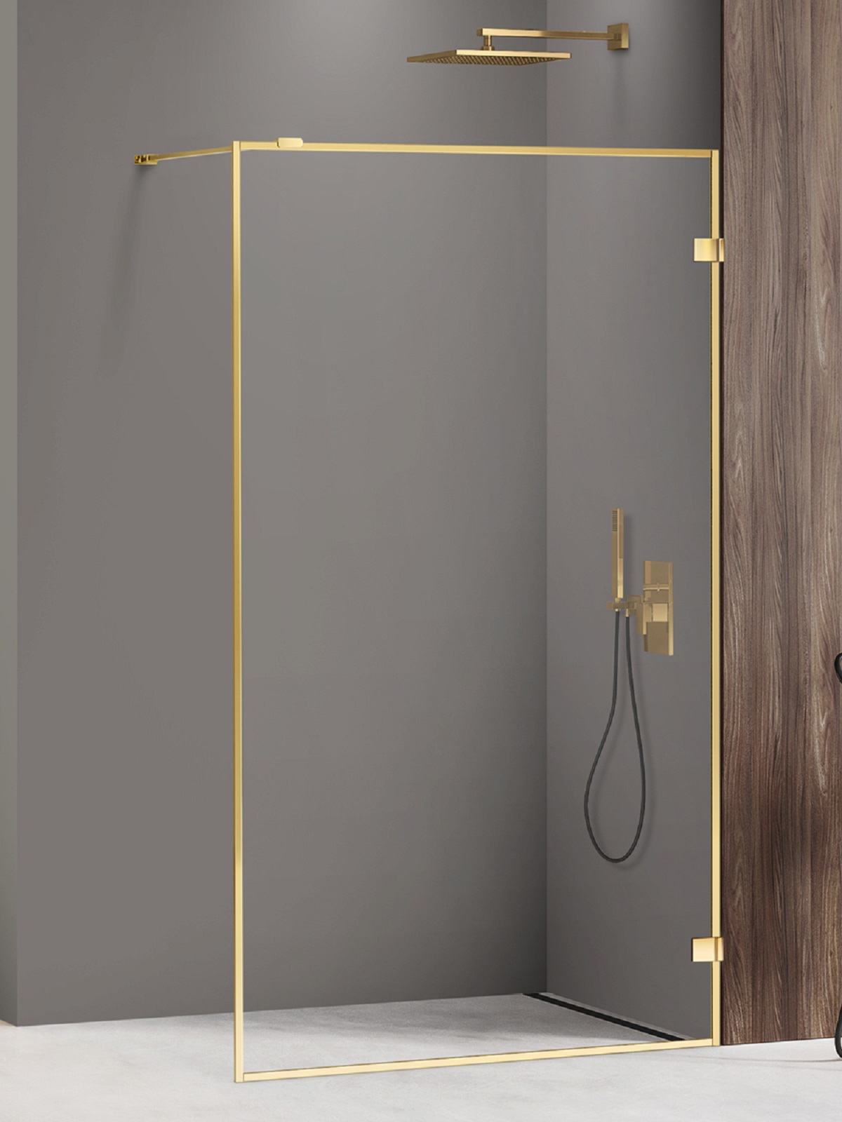 New Trendy Avexa Gold Shine ścianka prysznicowa walk-in 90 cm złoty połysk/szkło przezroczyste EXK-2160