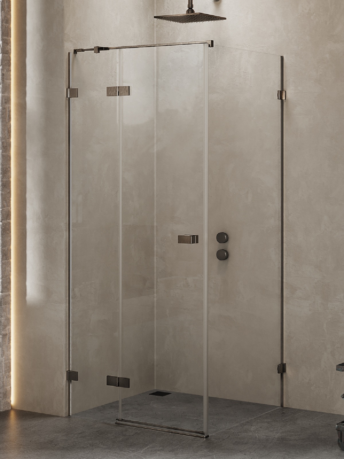 New Trendy Avexa kabina prysznicowa 80x110 cm prostokątna lewa gunmetal szczotkowany/szkło przezroczyste EXK-3322