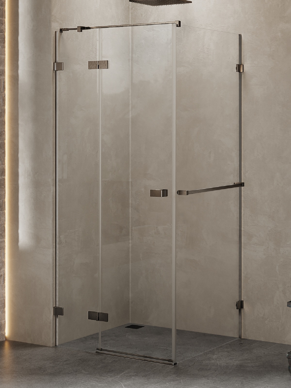 New Trendy Avexa kabina prysznicowa 100x90 cm prostokątna lewa gunmetal szczotkowany/szkło przezroczyste EXK-3272