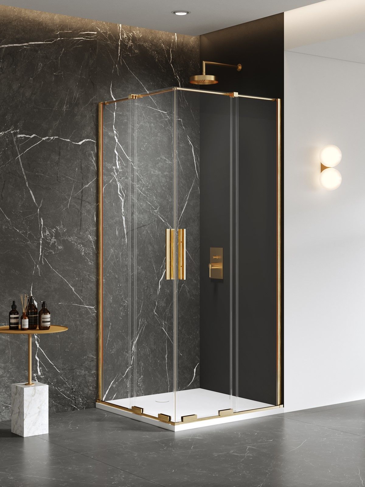 New Trendy Smart Gold Brushed kabina prysznicowa 100x90 cm prostokątna złoty szczotkowany/szkło przezroczyste EXK-7601