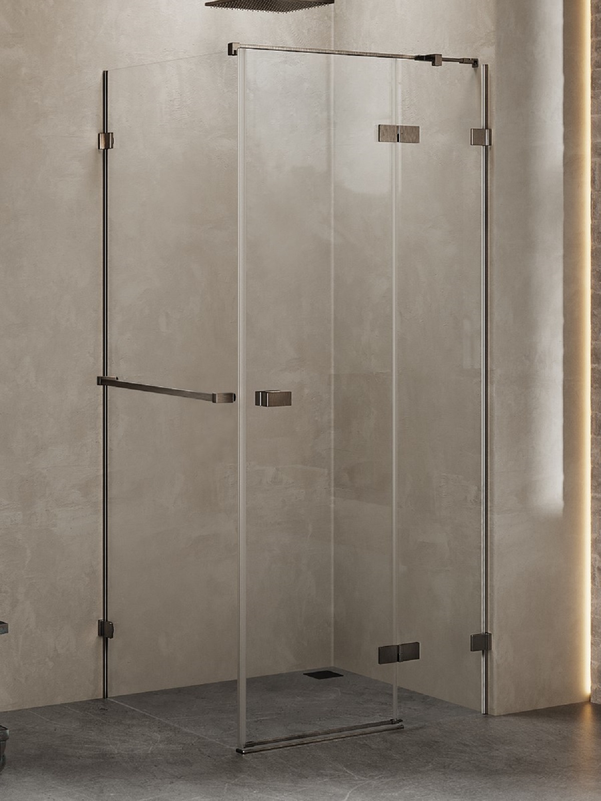 New Trendy Avexa kabina prysznicowa 100x80 cm prostokątna prawa gunmetal szczotkowany/szkło przezroczyste EXK-3301