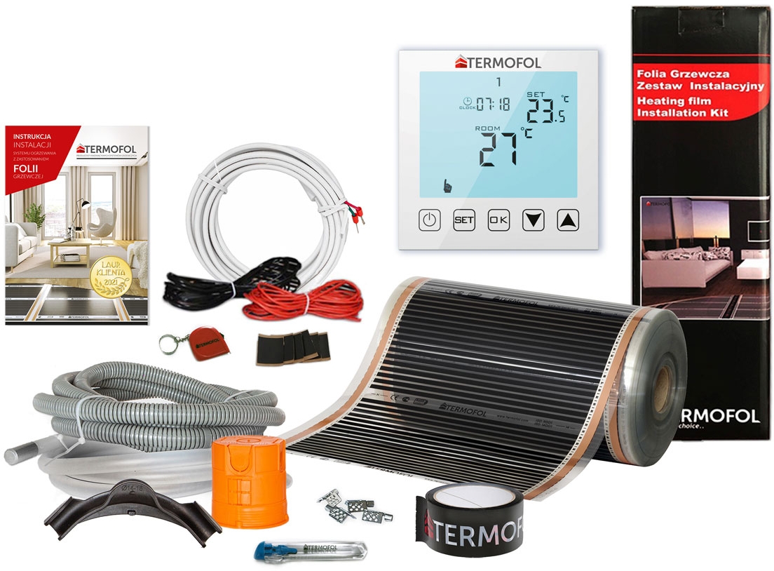 Termofol TF folia grzewcza 8 m2 140W/m2 z akcesoriami i termoregulatorem TF-H1 białym TF310.140.H1.80