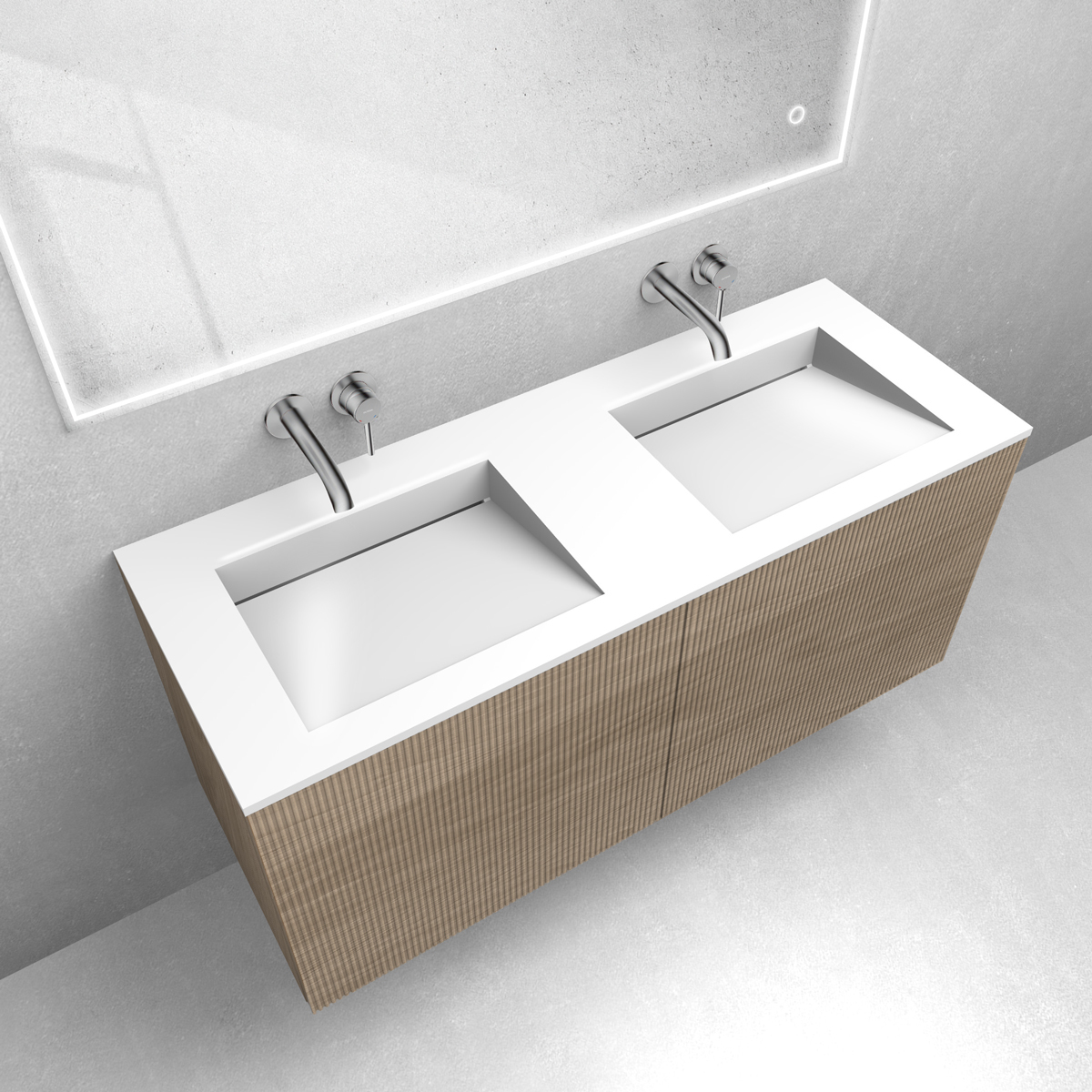 Zestaw Oltens Lun Rilla szafka podumywalkowa 120 cm z umywalką Stila LavaForm dąb/biały połysk 68756060 - Wysyłka w 24h