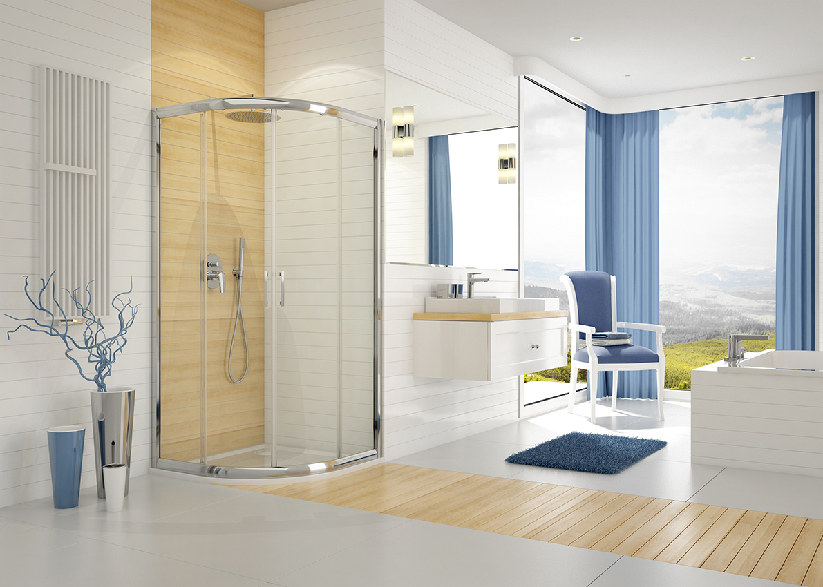 Sanplast TX KP4/TX5b-100-S kabina prysznicowa 100 cm półokrągła srebrny mat/Sitodruk W15 600-271-0270-38-231