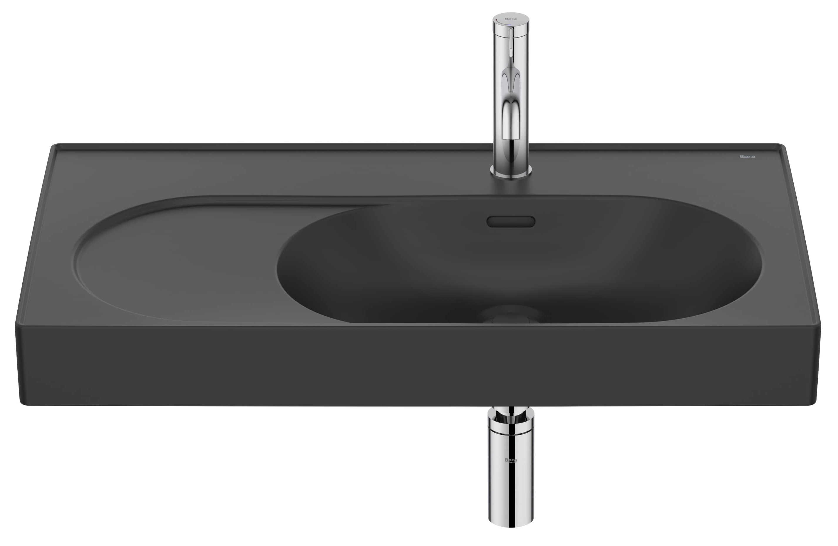 Roca Meridian umywalka 80x46 cm prostokątna ścienna-meblowa czarna A327744080