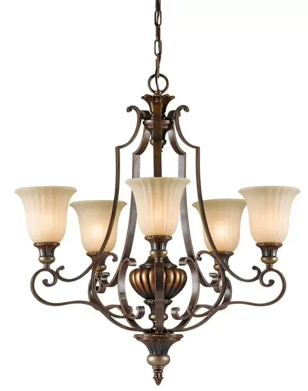 Elstead Lighting Kelham Hall lampa wisząca 5x60 W brytyjski brąz/florenckie złoto FE-KELHAM-HALL5-UPLT