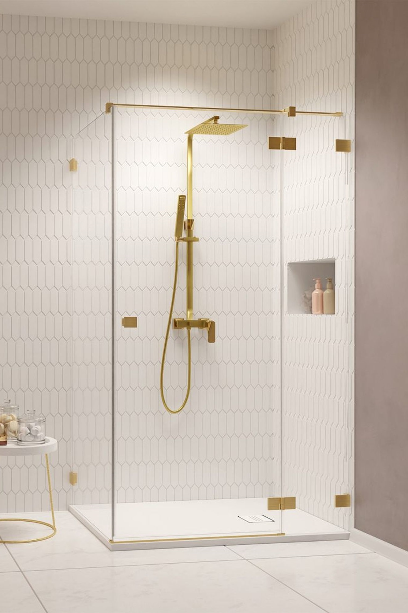 Darmowa Dostawa - Drzwi prysznicowe 100 cm uchylne Radaway Essenza Pro Brushed Gold KDJ 100971009901R