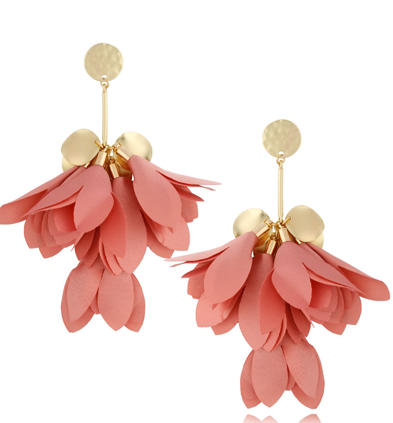 Kolczyki satynowe kwiaty ceglany jasny Flower KBL1127