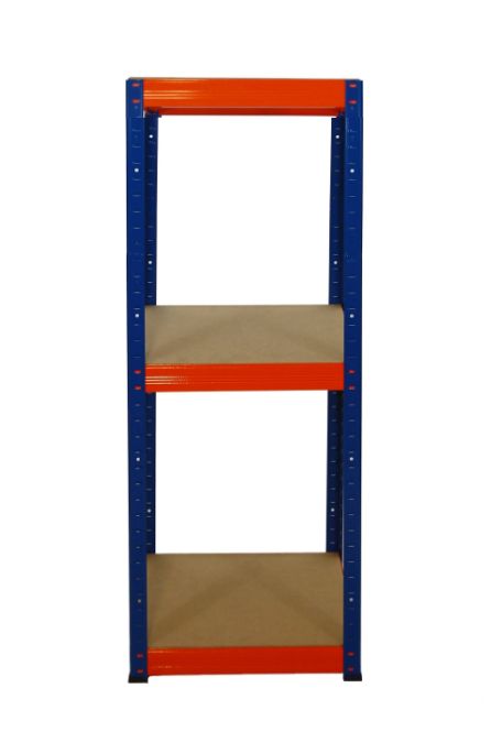 Regał metalowy MODO24 magazynowy warsztatowy niebiesko-pomarańczowy helios 90x35x35cm 3 półki po 175 kg 1 szt.