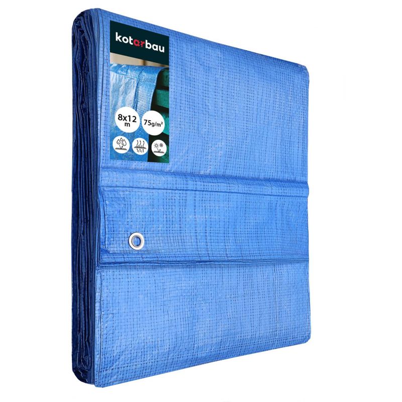 Plandeka ochronna KOTARBAU mocna niebieska 75 g/m2 8x12 m 1 szt.