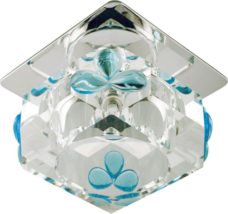 Oprawa wpuszczana szklany klosz z błękitnymi łezkami Candellux SK-49 chromowana-srebrna 1xG4x20W IP20 wym:8x8x8cm - 1 szt.