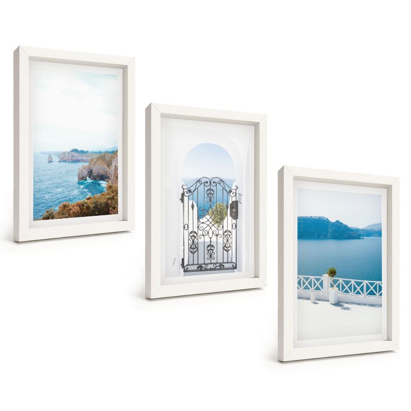 Trzyczęściowy Zestaw Obrazów ArtPrintCave 20x30 cm Biała rama Morze architektura Grecji 1 kpl.